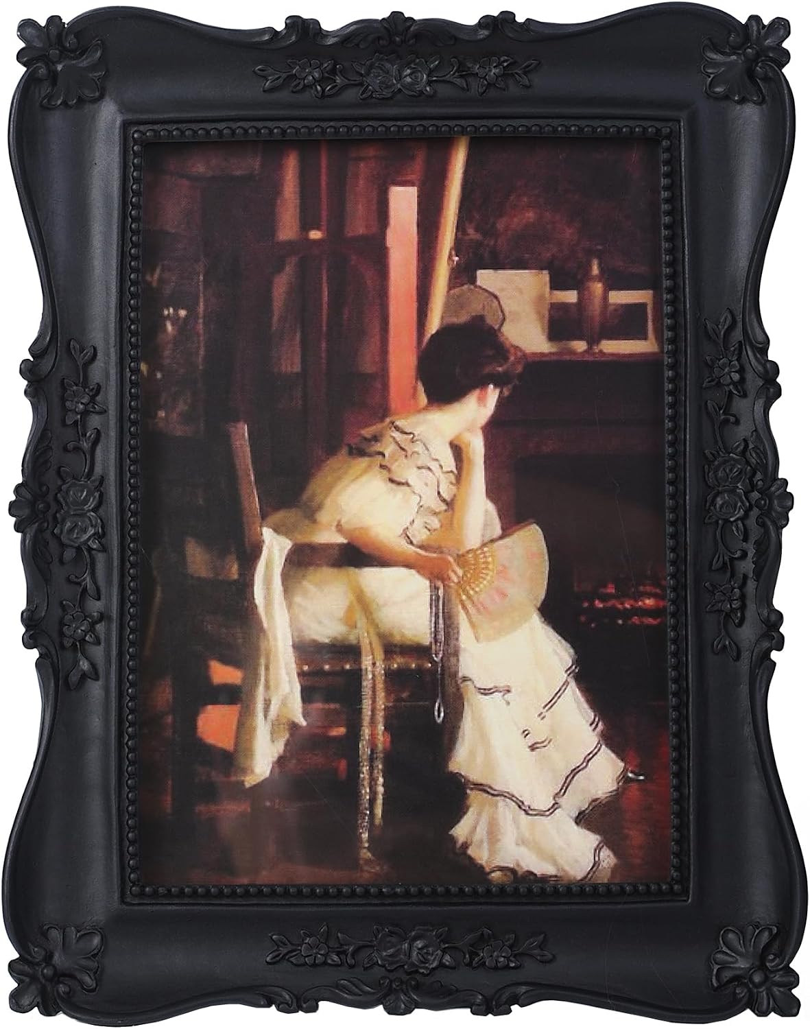 Antique Picture Frames 5x7 Vintage Ornate Gothic Picture Frames Victorian Home Decor Retro Gallery Wall Decor with Front Glass for Wall Mount and Tabletop, Black