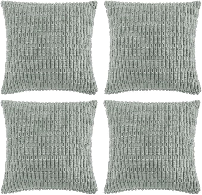 Fancy Homi 4 Packs Grey Blue Decorative Throw Pillow Covers 22x22 Inch by Fancy+Homi