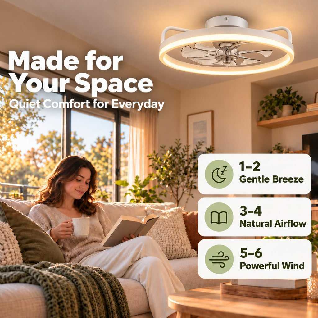 TCL 20 Inch Low Profile Ceiling Fan with Light, White