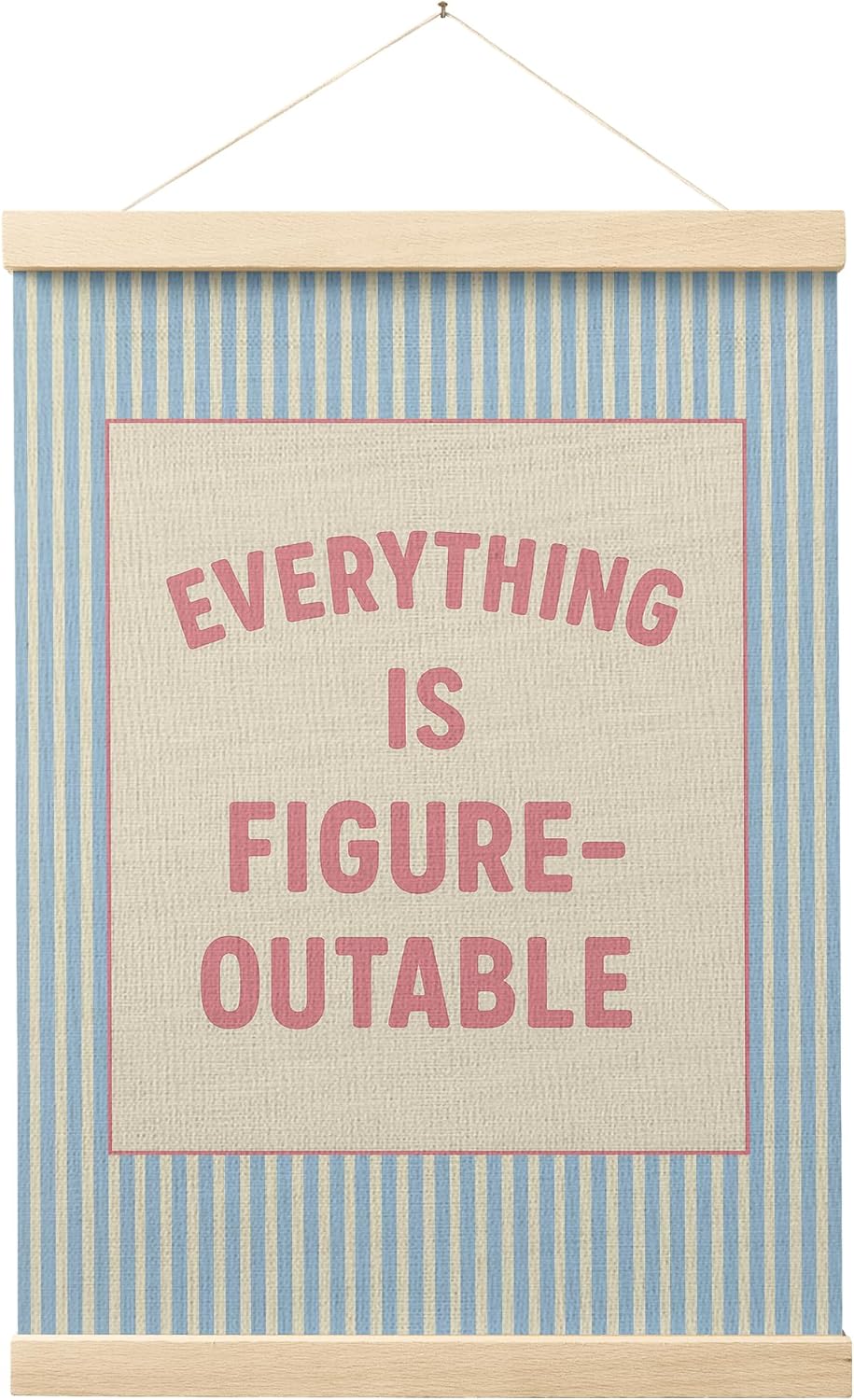 FGFK Everything Is Figureoutable Positive Affirmations Wall Art Poster Hanger Frame, Retro Pink and Green Inspirational Canvas Prints Framed Wall Decor for Office Classroom Home Bedroom, 12x16 Inch