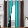 Estelar Textiler Brown and Teal Room Darkening Blackout Curtains 84 Inch Length by ESTELARTEXTILER