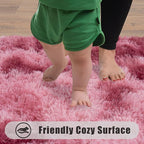 Soft Runner Rugs for Bedroom Hallways, 2x4 Tie-Dyed Blush Pink Fluffy Shag - Image 8