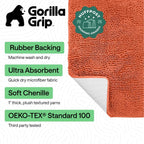 GORILLA GRIP Bath Rug Mat for Bathroom, Absorbent Chenille, 24x17 Coral
