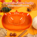 Tioncy 4 Pcs 9 Inch Pumpkin Shaped Plates and 5 Inch Fall Ceramic Bowls Set