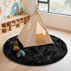 yulidayang Black Fluffy Round Area Rugs - Image 7