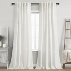 Nanspring Beige White Linen Curtains 96 Inches Long by Nanspring