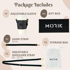 MORIK Drink Carrier with Adjustable Shoulder Strap and Hand Strap for Drinks Under 30 Oz - Coffee Cup Holder, Drink Caddy for Yeti and Stanley Tumblers, Boba Drink Holder (2nd Generation) (Black)