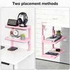2 Tier Clamp on Desk Shelf (Pink)