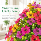 Artificial Flowers for Outdoors, 22 Inch Faux Topiary Ball Plants, 2 Pack