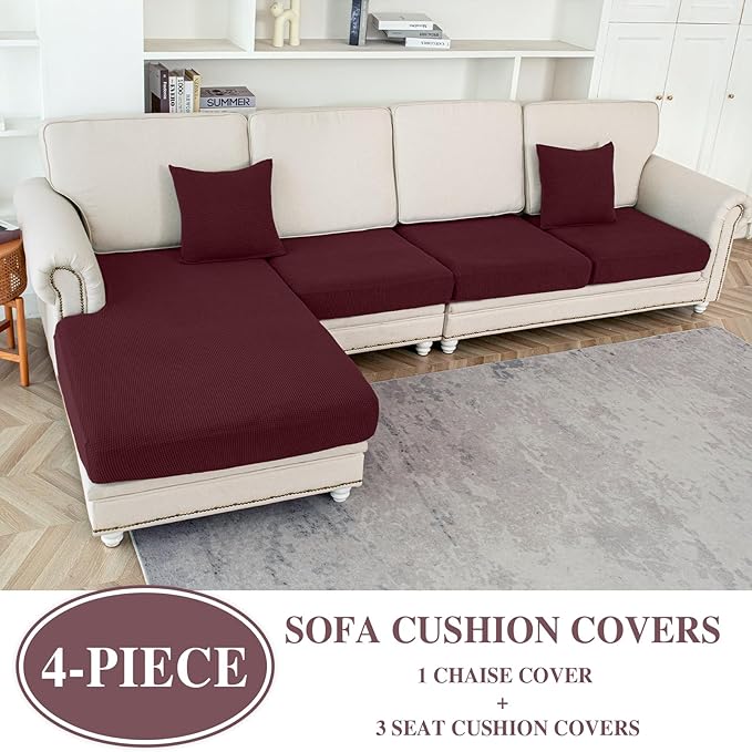 Couch Cushion Covers for Sectional Sofa L Shape Washable Separate Seat Chaise - Image 2