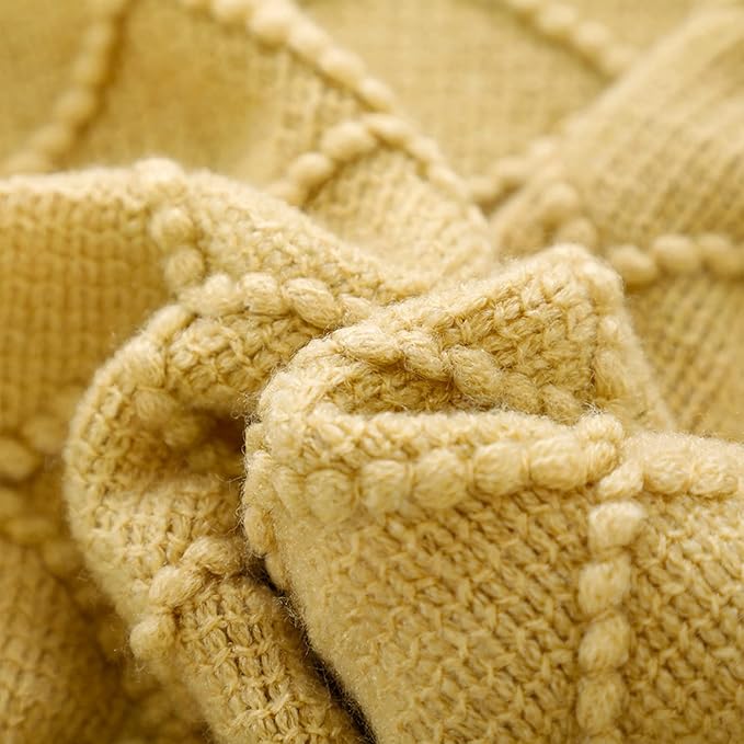 BOURINA Mustard Throw Blanket 50x60 Inches Throw Textured Solid Soft Sofa Couch - Image 6