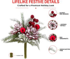 2 Pack Christmas Bouquet Red Winter Artificial Flowers Xmas Decor