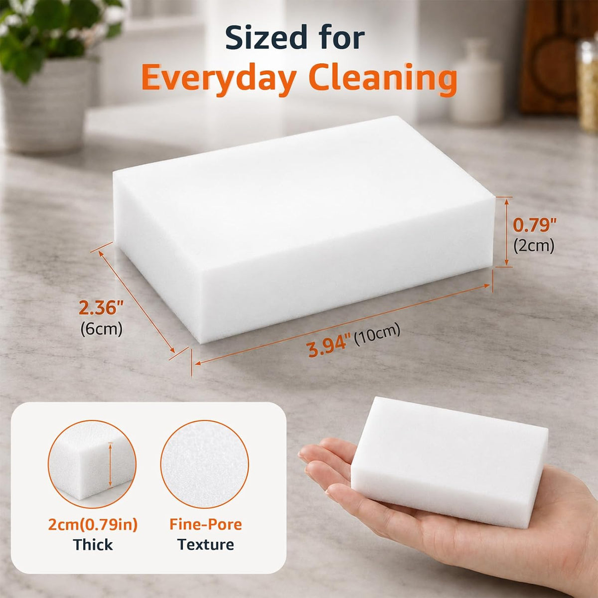 100 Pack Melamine Cleaning Sponges, White Magic Foam Eraser Scrub Pads Bulk