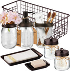SheeChung 8PCS Mason Jar Bathroom Accessories Set Complete - Bronze