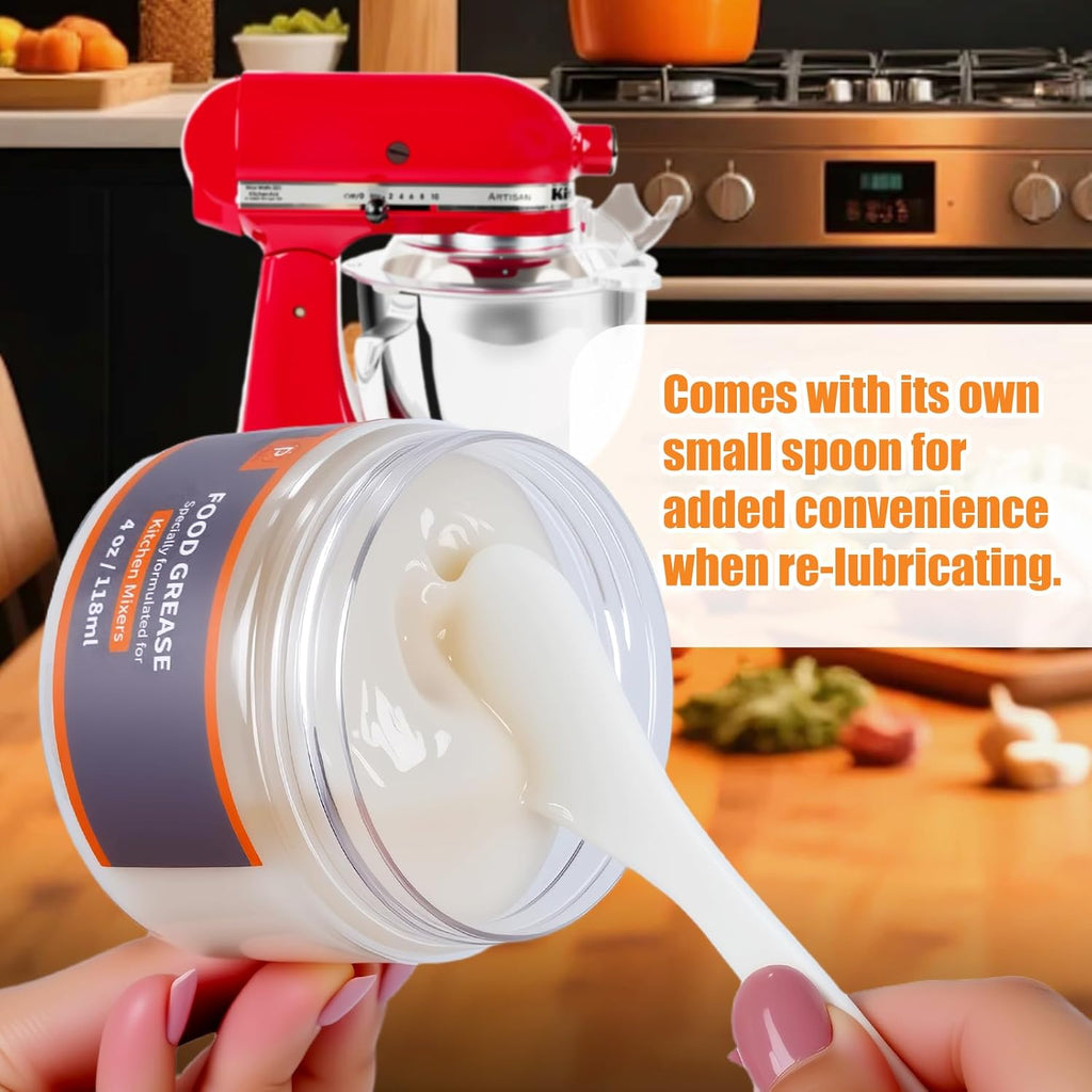 Grease Kit Compatible with KitchenAid Stand Mixer, 4 Oz Food Grade Grease & 4-in-1 Screwdriver Set with Spatula, Mixer Repair & Maintenance Kit, Reduces Gear Wear & Noise