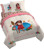 Disney Moana Queen Comforter Set 7 Piece Kids Bedding for Girls, Beige