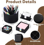 4 Pcs Aesthetic PU Leather Desk Organnizer Set, Black