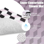 Square Shower Mat Non-Slip 24x 24 Inch, Soft Comfort Bath Mat with Drainage Holes, PVC Loofah Massage Bathmat for Shower,Tub,Bathroom,Wet Areas, Quick Drying