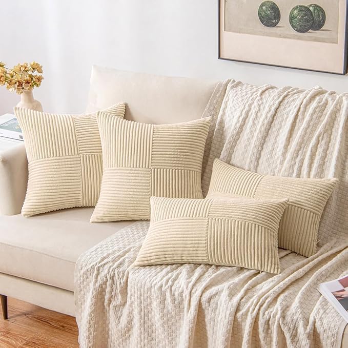MIULEE Cream Decorative Euro Sham Pillow Covers 24x24 Inch - Image 4