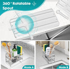 Sinnsally Kitchen Sponge Holder,Sink Caddy Organizer with High Brush Holder,Stainless Steel Sink Box Dish Scrubber Holder,Soap Tray for Kitchen Counter Accessories & Storage Rack (2 Tier - Silver)