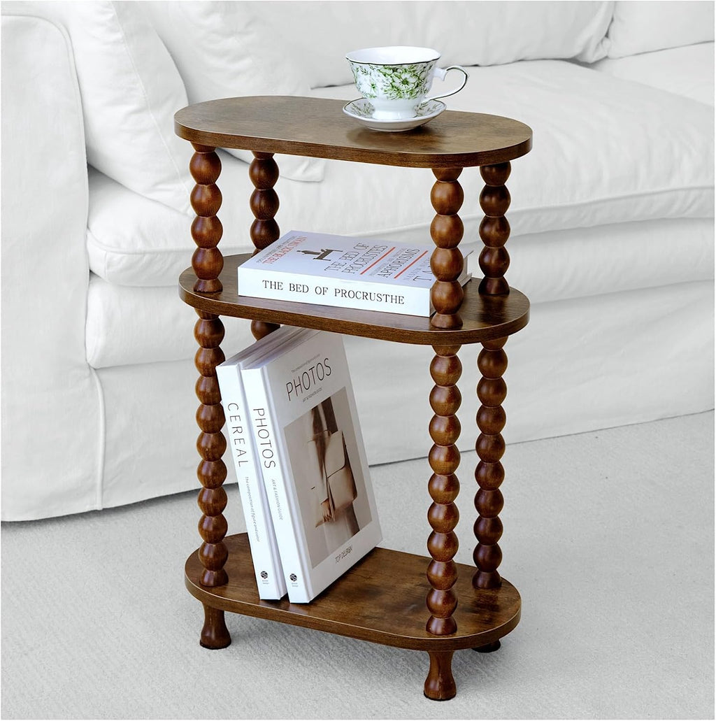3-Tier Narrow Side Table, Slim End Table for Small Spaces