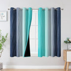 Estelar Textiler Navy Blue and Teal Blackout Curtains 54 Inch Length, Full by ESTELARTEXTILER