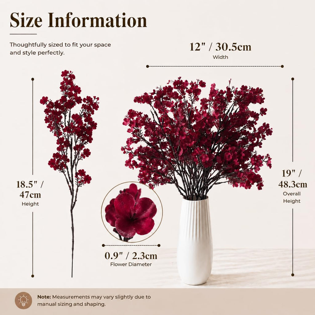 Mandy's 6 Bundles Artificial Burgundy Baby’s Breath Flowers