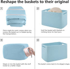 4 Pack Storage Baskets for Organizing Toys, Towels, and Clothes, Woven Basket for Shelves, Sturdy Nursery Cube Bins for Storage, 13''L x9''W x7.8''H, Blue