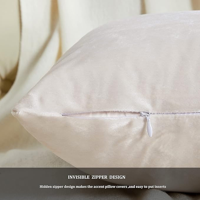 GIGIZAZA Beige Pillow Covers 22x22: Pack of 2 Throw Pillows Soft Solid Covers - Image 5