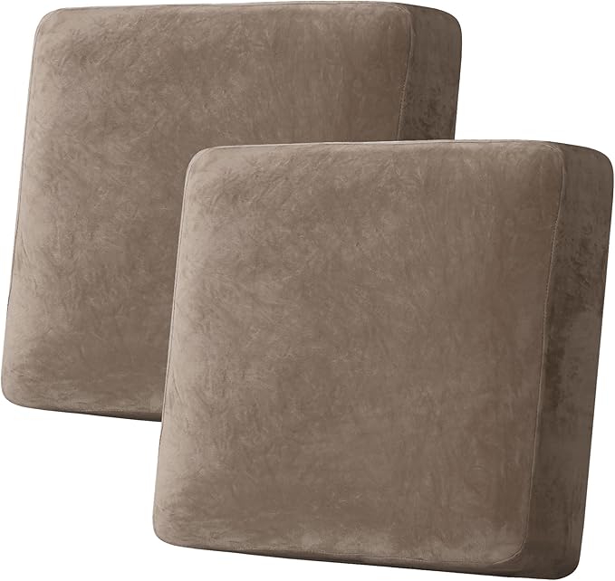 H.VERSAILTEX Velvet Stretch Couch Cushion Cover Plush Cushion Slipcover by HVERSAILTEX