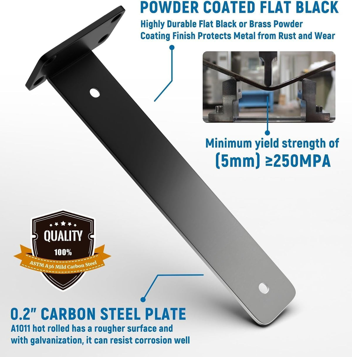LEOPO 6 Inch Heavy Duty Floating Shelf Bracket, 4 Pack Hidden L Bracket