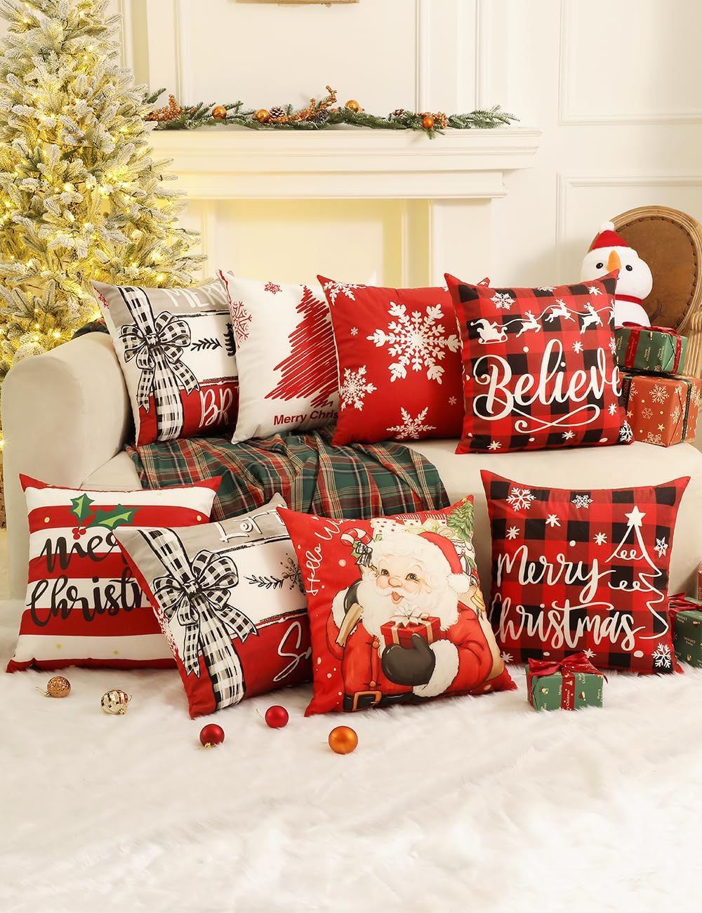 TOYPOPOR Christmas Pillow Covers 18x18 4Pcs Double‑Sided Winter Home Decor