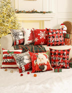 TOYPOPOR Christmas Pillow Covers 18x18 4Pcs Double‑Sided Winter Home Decor