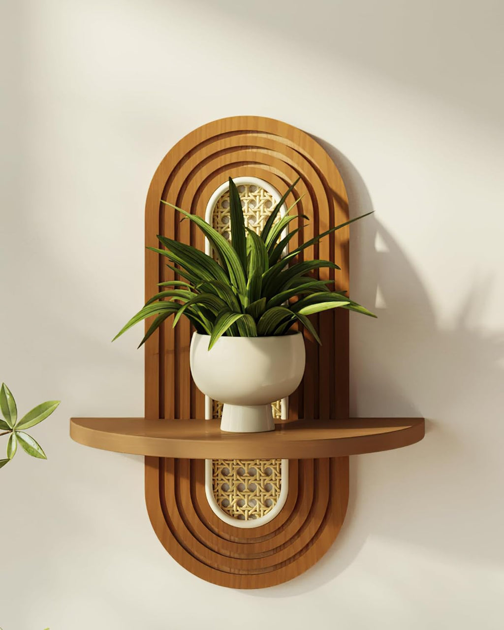 Bamworld Boho Wall Decor Plant Wall Shelf Plant Stand Bamboo-Look Weave