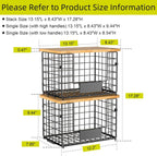 2-Pack Stackable Wire Baskets with 2 Pads & Bamboo Top, Pantry Organizer