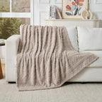 Boho Throw Blanket Soft & Fluffy Fleece, Neutral Brown Color, Cute & Aesthetic, Perfect for Sofa, Couch, Chair, Bed, Living Room & Bedroom, All-Season Use, Plush & Cozy Decorative Blanket 50'x60