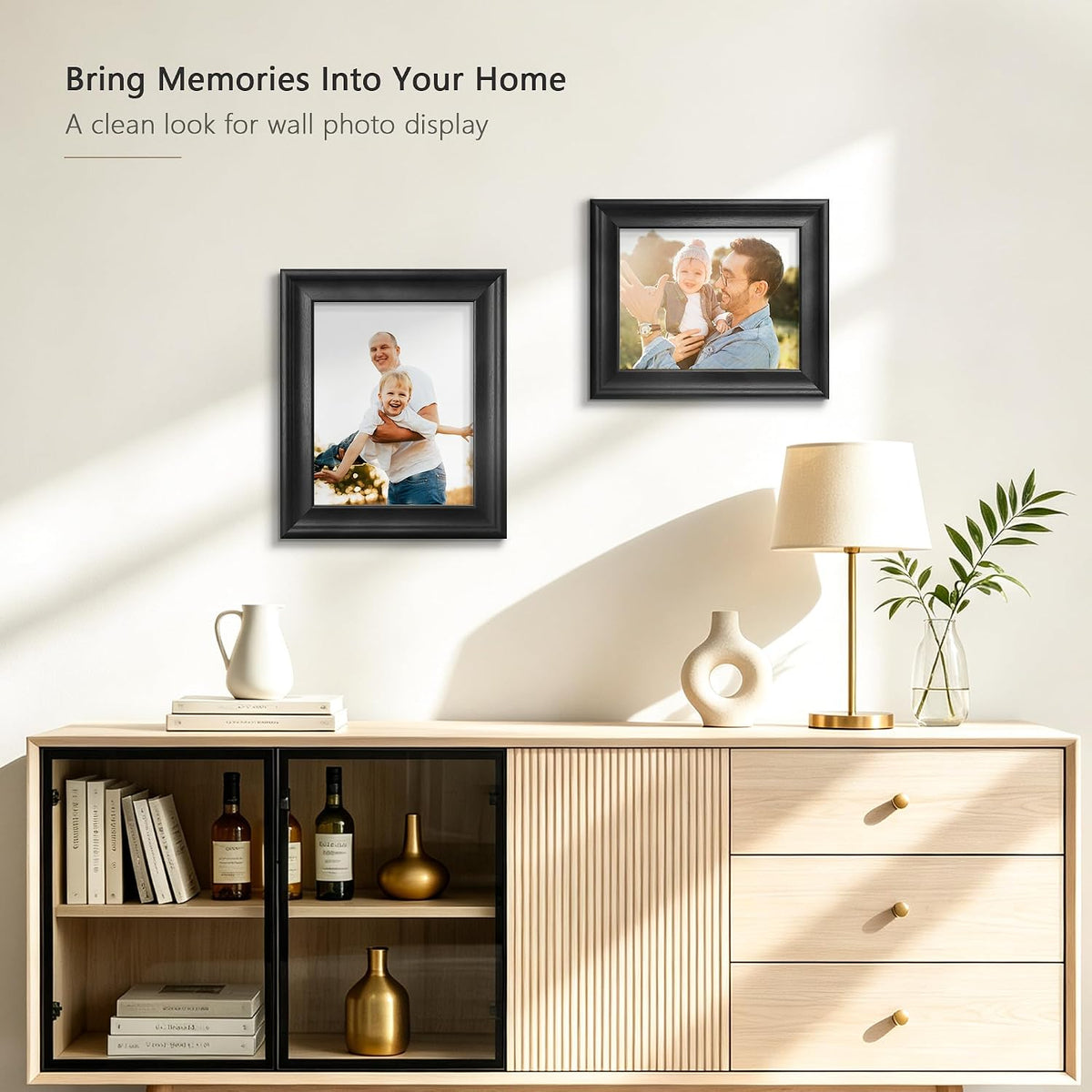PEALSN 8x10 Picture Frame, Real Glass, Wall & Tabletop Display, Black