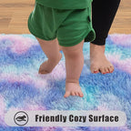 Soft Runner Rugs for Bedroom Hallways, 2x4 Purple Rainbow Fluffy Shag Throw - Image 8