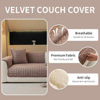 Velvet Couch Cover, Plush Sectional Sofa Cover Washable, Anti Slip Sofa - Image 2