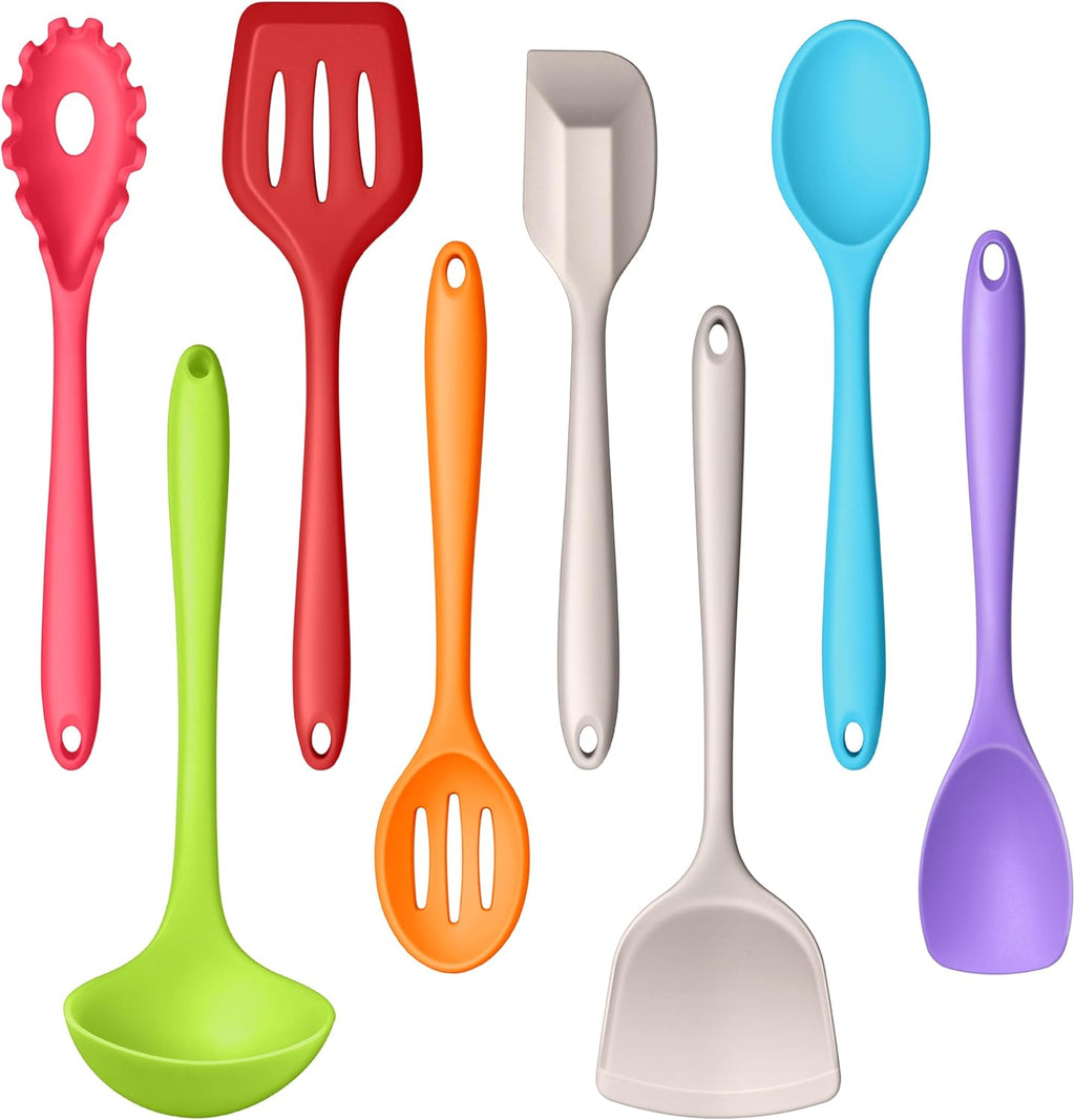 LIANYU Colorful Kitchen Cooking Utensils Set, 8Pcs Silicone Utensils Set