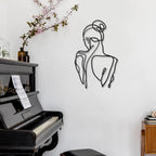Photect 3 Pcs Metal Wall Art Minimalist Woman Line Decor, Modern, Black