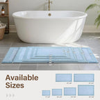 60x24 Long Bathroom Rugs Washable Non Slip, Light Blue Bath Mat - Image 6
