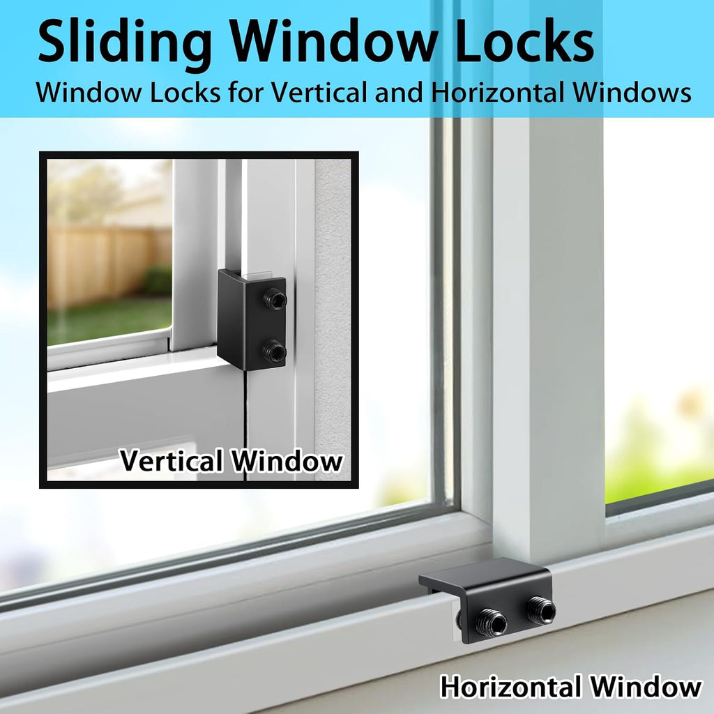 ZRFCXE Window Locks, 4 Pack for Horizontal & Vertical Sliding Windows