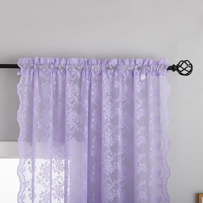 YJ YANJUN Vintage Lace Curtains 96 Inches Long-Victorian Floral Pattern - Image 3