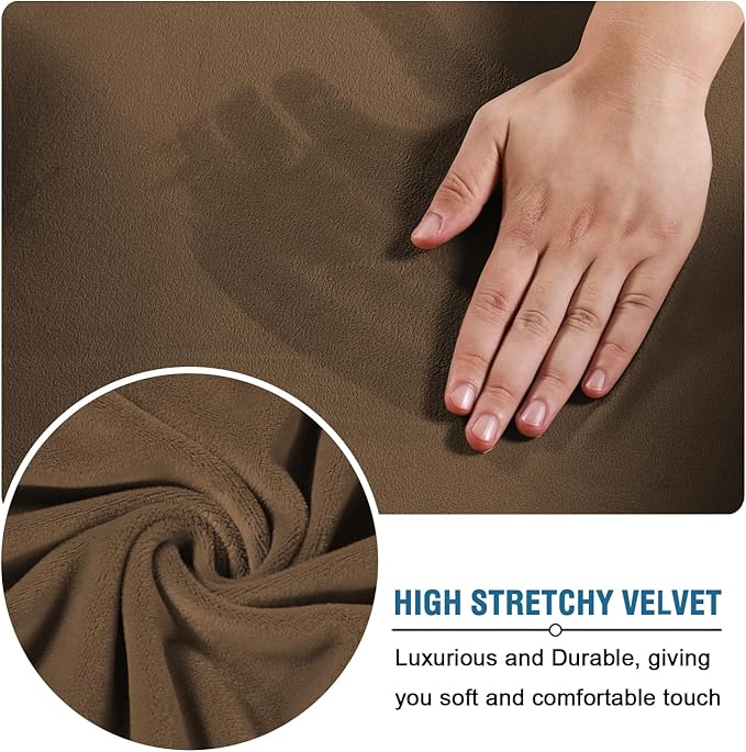 H.VERSAILTEX Modern Velvet Plush 4 Piece High Stretch Sofa Slipcover Furniture - Image 5