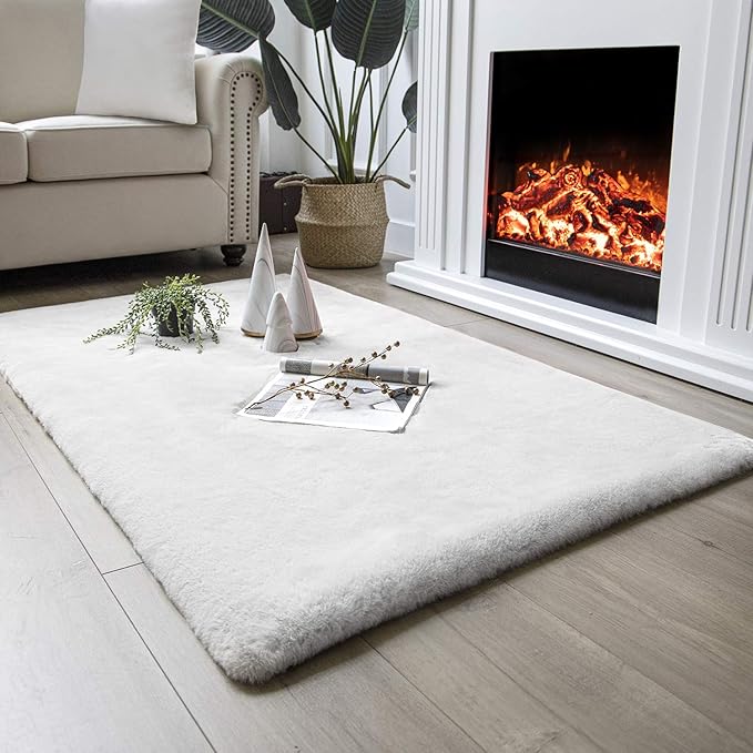 Ashler HOME DECO Ultra Soft Faux Rabbit Fur Chair Couch Cover Area Rug - Image 4