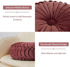HIG Set of 2 Decorative Round Pleated Throw Pillows, Classy Accent Pumpkin - Image 3