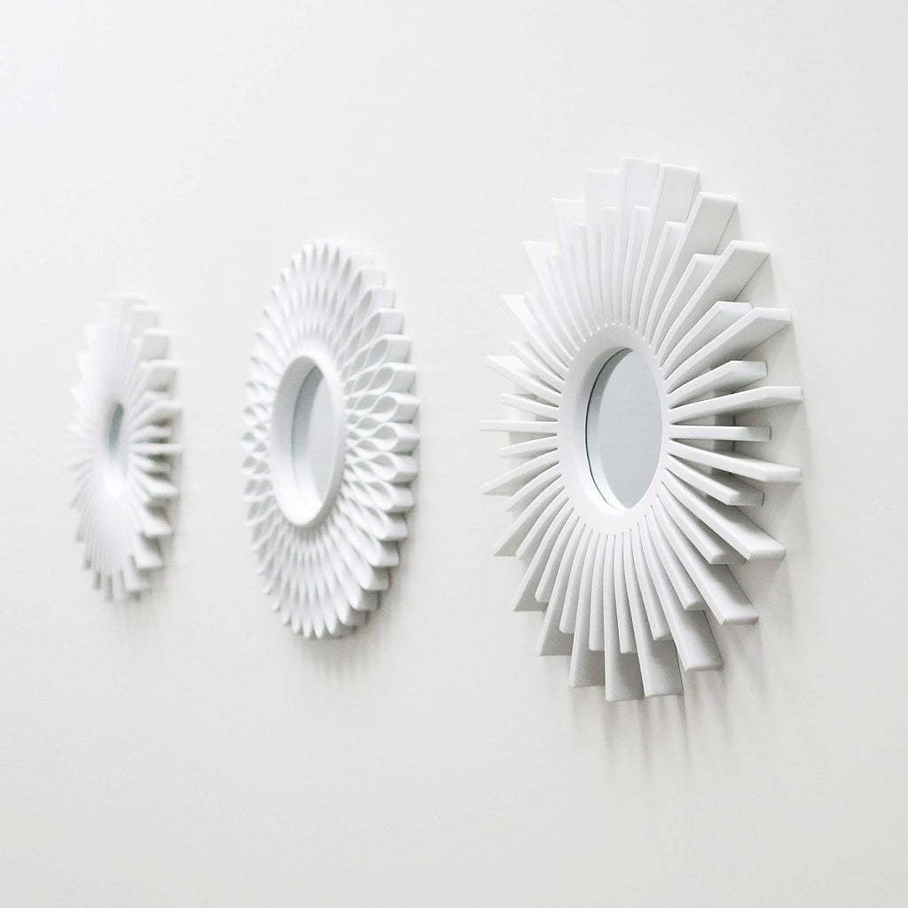 BONNYCO White Wall Mirrors Pack of 3 Pieces Home & Bedroom Decorations