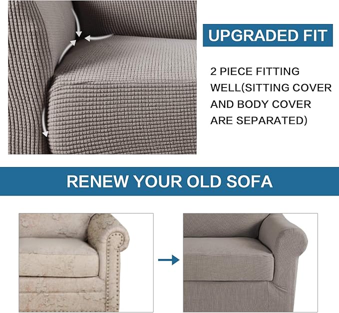 H.VERSAILTEX Stretch Chair Slipcovers 2 Pieces Armchair Cover Furniture - Image 7