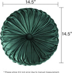HIG Set of 2 Decorative Round Pleated Throw Pillows, Classy Accent Pumpkin - Image 4